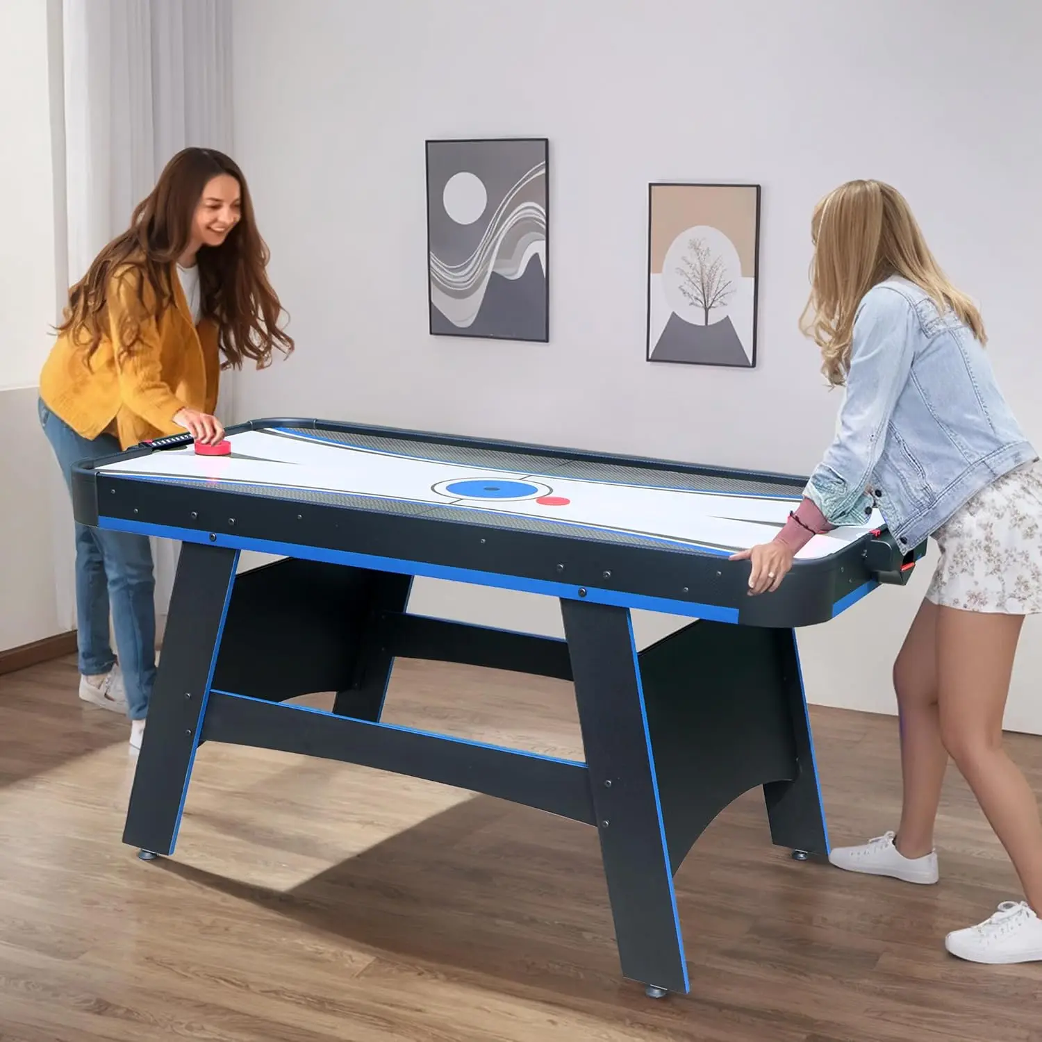 5 Ft Air Hockey, 2-in-1 Hockey Game Table with Table Tennis Top, Multi Game Tables with Strikers, Pucks, Paddles, Balls and net/