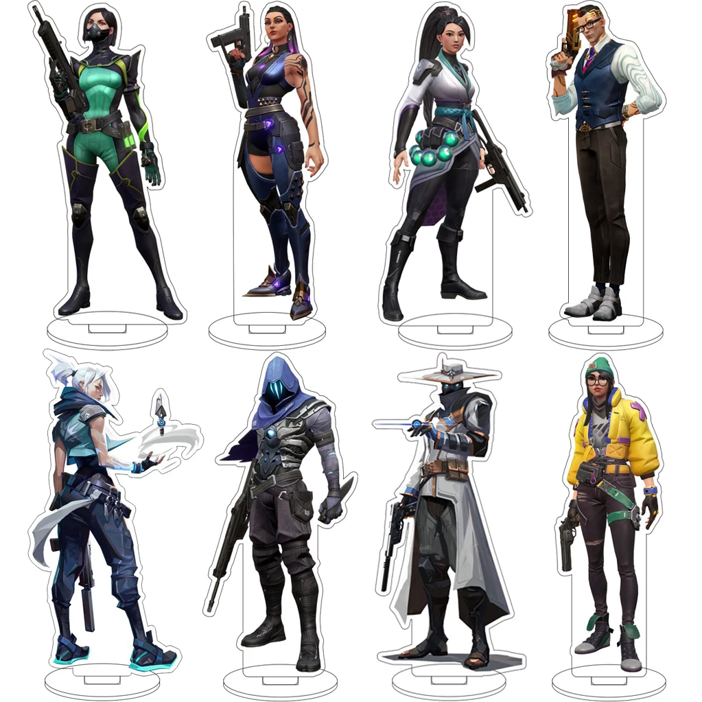 16CM Anime-Spiel VALORANT Clove Jett Reyna Raze Breach Omen Cypher Killjoy Chamber Cosplay Acryl-Figur Ständer Ornamente Geschenke