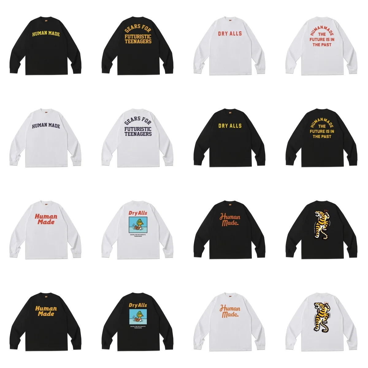 Humanmade Trendy Couple Cartoon Print Long Sleeve T Shirt Autumn Winter Casual Jacket