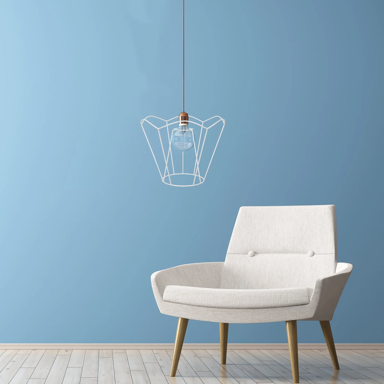 

Lampshade Frame E27 Base Vintage Metal Wire Cover Diy Light Cage Green Lampshade Support Drum Ring Retro Home Decor Hanging Lamp