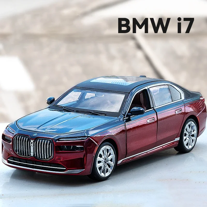 

1:24 BMW I7 G70 лимузин, литой игрушечный автомобиль из сплава, модель со звуком и фотографией, детская игрушка, коллекционные предметы, подарок на день рождения