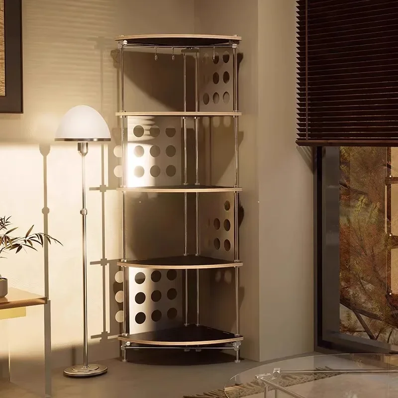 

Medieval stainless steel multi-layer shelf Internet celebrity storage rack, bedroom living room dining side locker