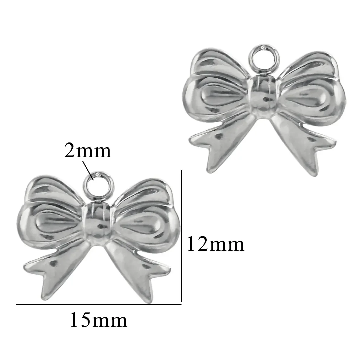 5pcs Stainless Steel Bow Waterproof Gold Charm