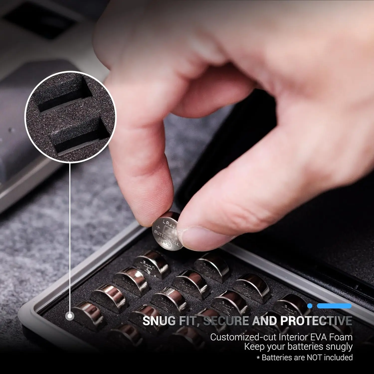JJC LR44 Battery Case Holder Compact Button Coin Cell Battery Storage Organizer for 35x LR44 AG13 357 303 L1154F A76 SR44 SR44W