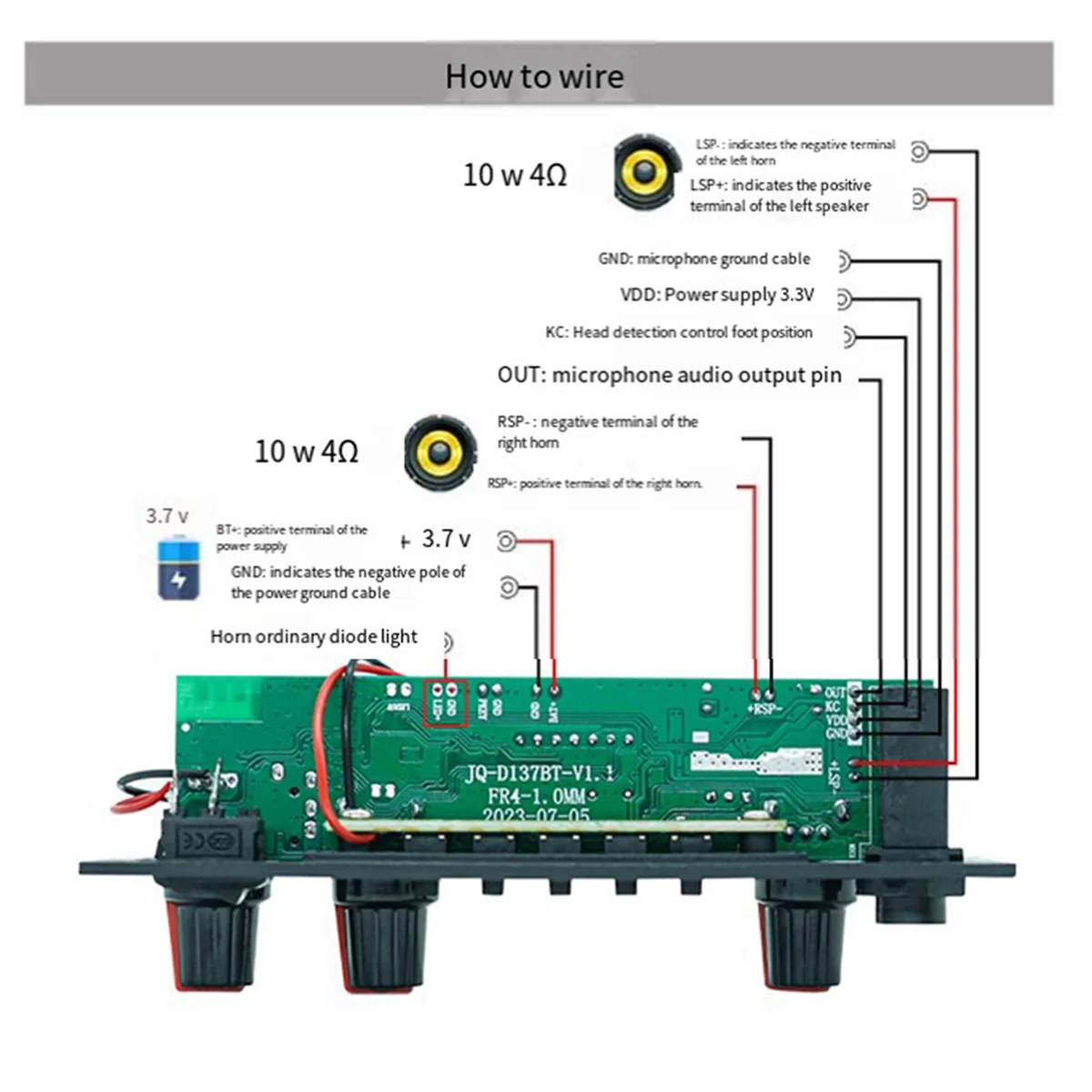 Placa amplificadora 2 x 10W Placa de decodificação Bluetooth Mp3, B