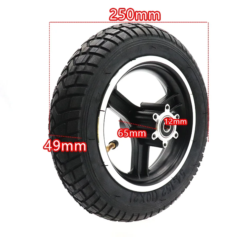 10 Inch 10x2 Inflatable Wheel Tire 10x2-6.1 Thickening Inner Outer Tyre with Alloy Rim for Xiaomi Mijia M365 Electric Scooter