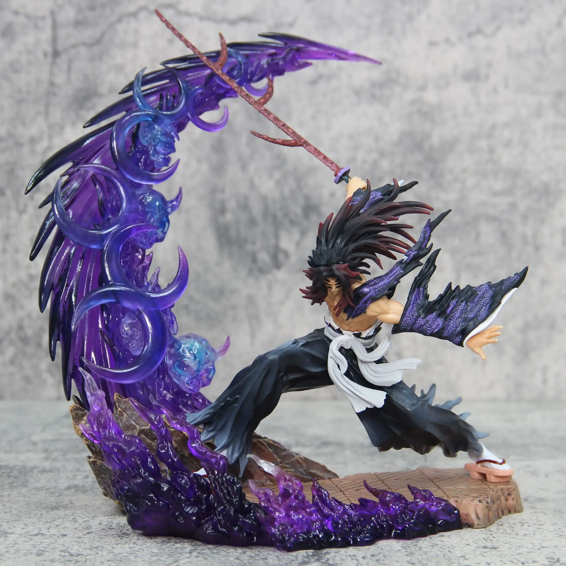 Anime Figure Demon Action Slayer   Tsugikuni Yoriichi Kokushibou Figuras Toys 23cm Gk Statue Pvc Model With Light Ornaments Gift