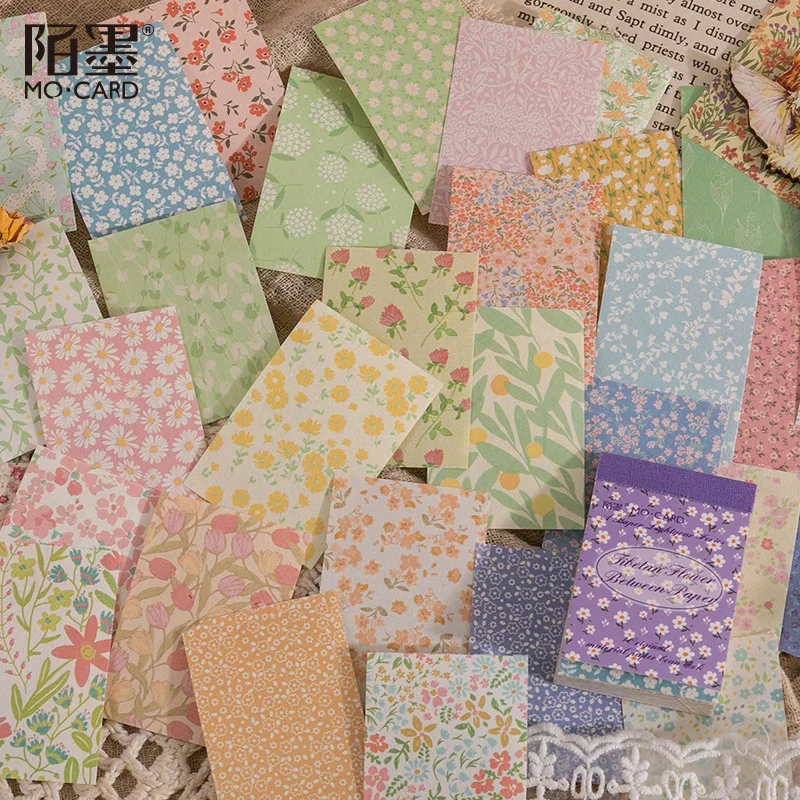 50pcs A Paper Lightyear Series Material Book Vintage Plaid Floral handbook collage background paper Art Junk Journal Planner