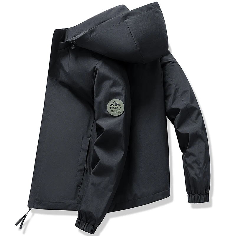 

Мужская куртка-пальто универсального стиля для любых случаев, деловой повседневный стиль, весна-осень 2026, новая модель с капюшоном, весенняя версия