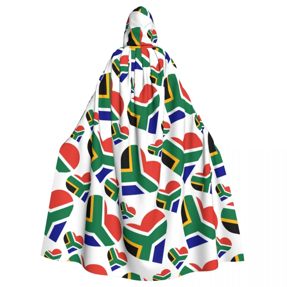 Hooded Cloak Polyester Unisex Witch Cape Costume AccessorySouth Africa Flag Heart