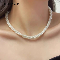 HOOZZ.P Multilayer Pearl Necklace AAA 4mm Baby Bead Natural Freshwater Pearls Near Round S925 Silver Plated 14K Gold Ins Choker