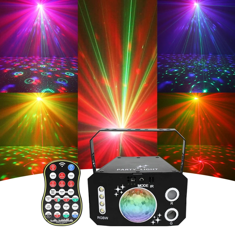 YSH Indoor RGBW Beam Light Sound Activated Remote Control LED Stage Lights for Xmas Bar Parties Holiday Club Christmas DJ light