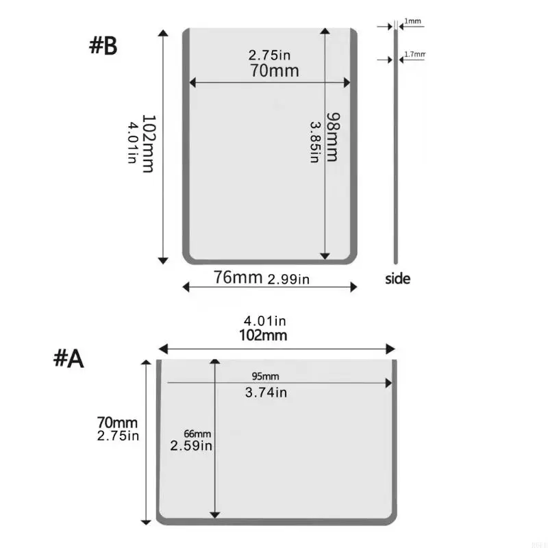 R6FE 20pcs Plastica Clear Clear Hard Cards Film Small Cards Tagot Tagot Taghed Copertina per carta fotografica