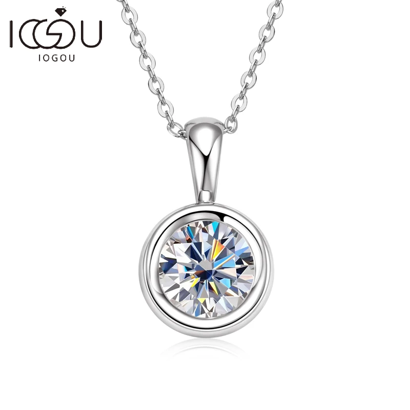 

IOGOU Moissanite Pendant D Color VVS1 8.0mm 2.0carat 925 Sterling Silver Original Certified Women's Necklaces Engagement Jewelry