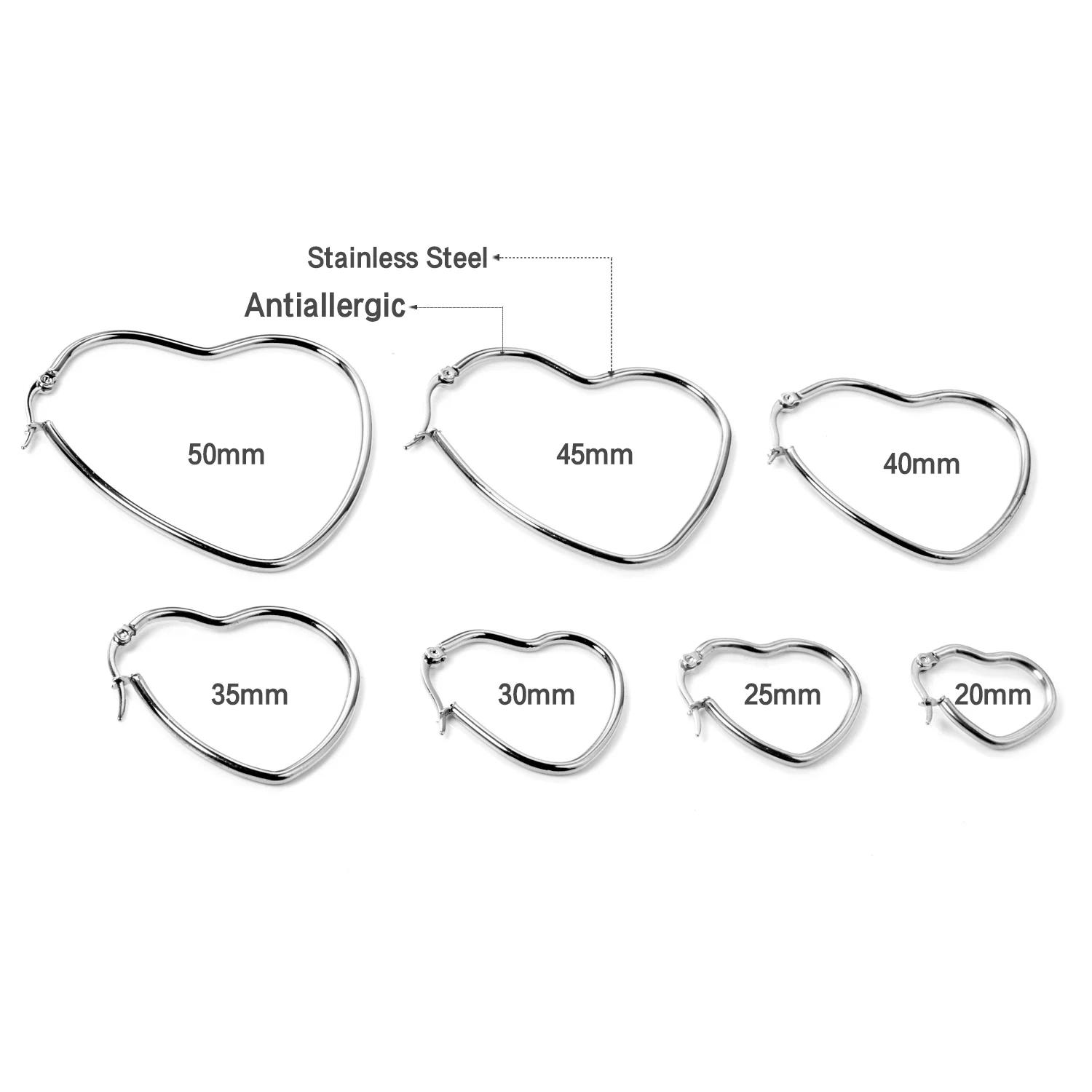 Modische Liebesohrringe aus Edelstahl, personalisierbar, leicht, luxuriös, hochwertige herzförmige Ohrringe, INS-Stil, Mädchenschmuck – Detail 6