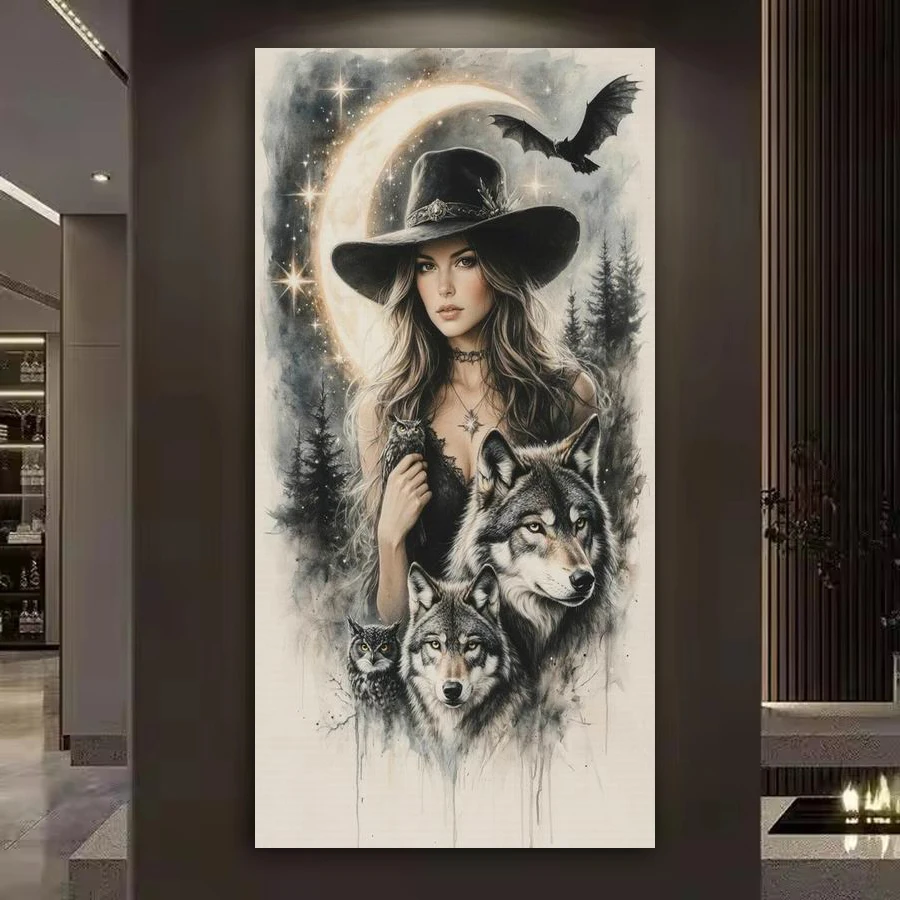 Woman and Horses Wolf Large Size New Diy Diamond Art For Adults Painting Kits Animals Full Drill Mosaic Embroidery Picture