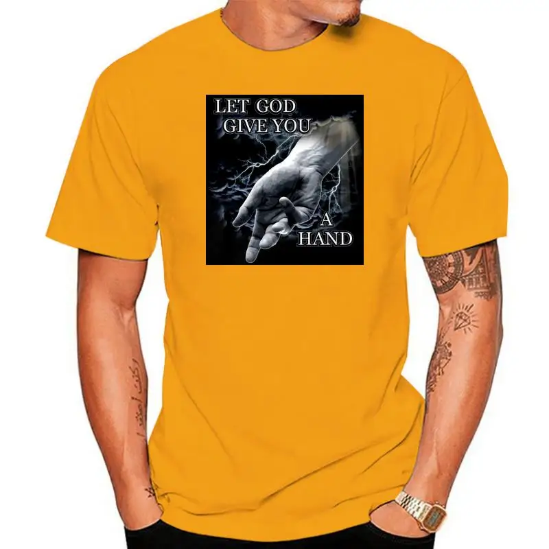 

Let God Give You A Hand T-Shirt Religious Catholic Jesus Bible Mens Tee Shirt Adults Casual Tee Shirt