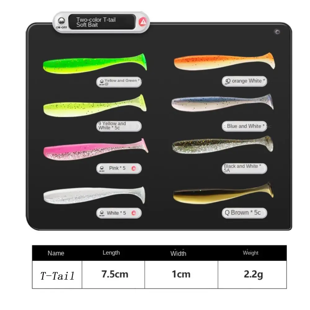 61pcs Lead Head Hook Fishing Soft Bait Set T-tail Soft Bait Bionic Fish Bait Set Waterproof with Storage Box