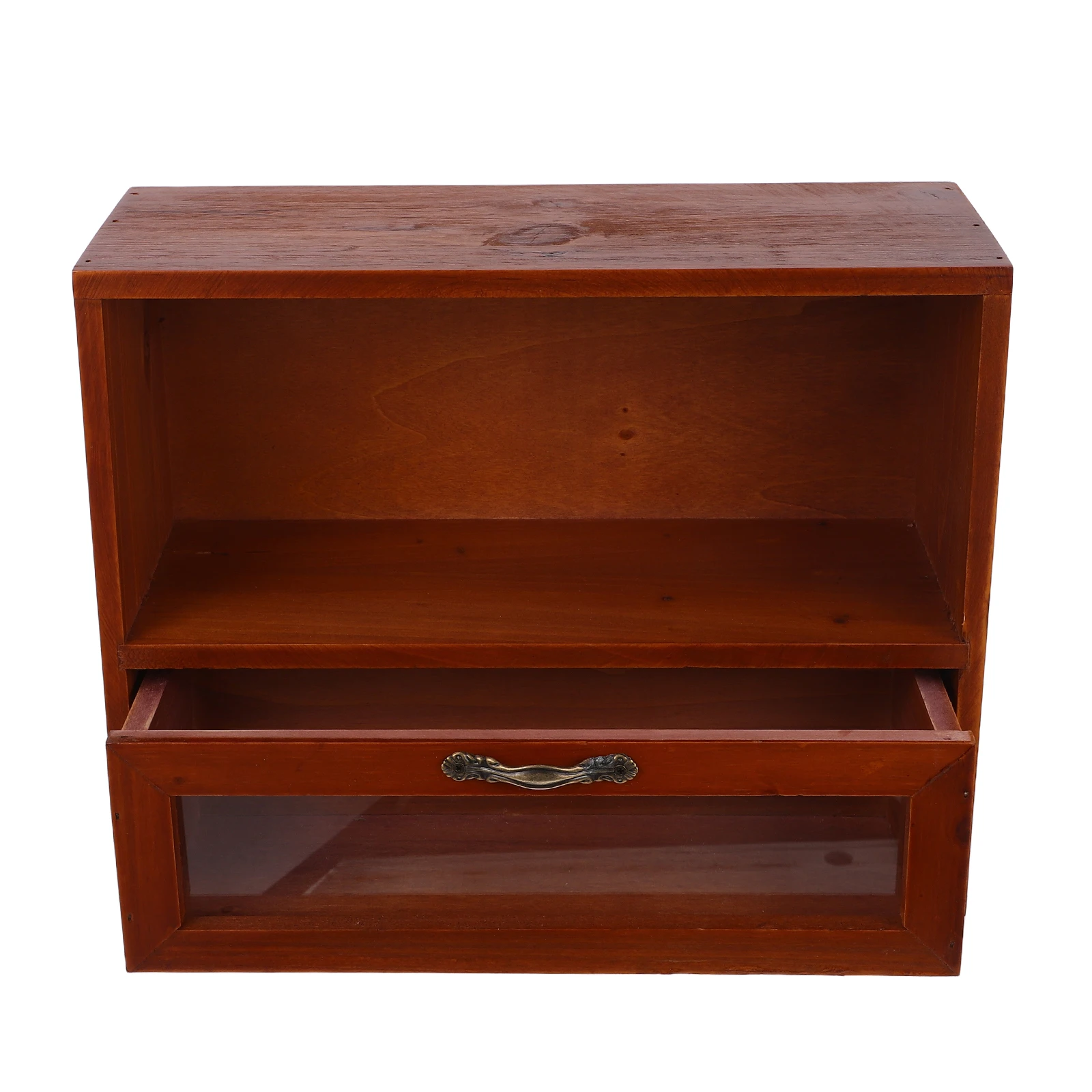 

Vintage Wooden Storage Cabinet Box With Drawers Retro Multifunctional Countertop Organizer For Cosmetics Teaware Cup Display