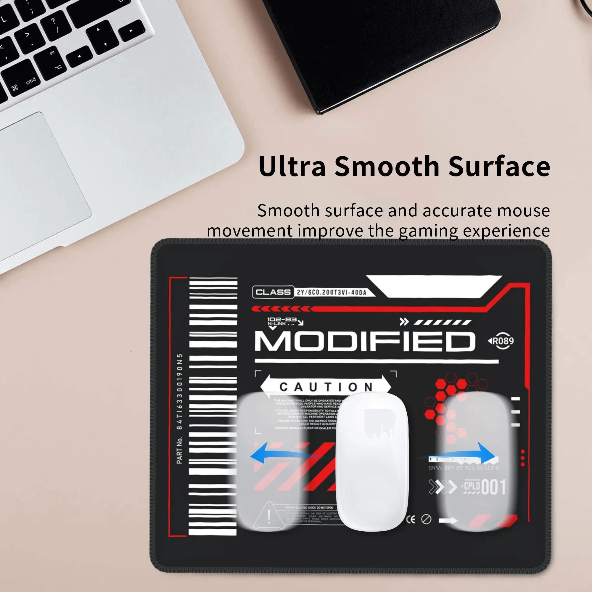 개선된 실험 기술 데칼 회색 빨간색 마우스 패드 컴퓨터 키보드 마우스 매트 게임용 PC 노트북 책상 매트 사무실 테이블 매트
