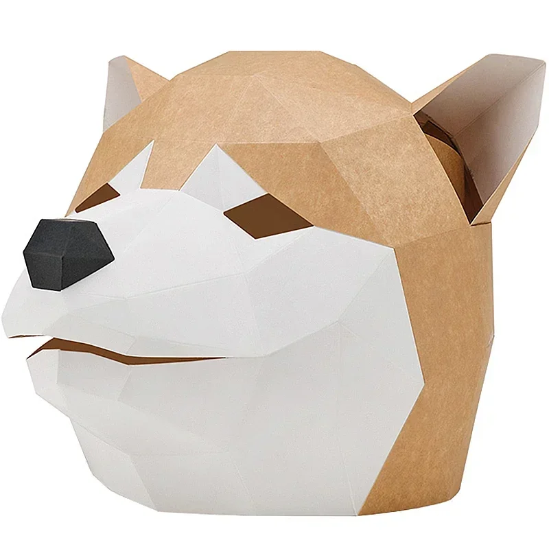 3D แม่พิมพ์กระดาษ Shiba Inu Husky Head Mask, หมวกสัตว์, คอสเพลย์ฮาโลวีน Prop, ผู้หญิงและผู้ชาย, บทบาทเล่น, DIY Craft