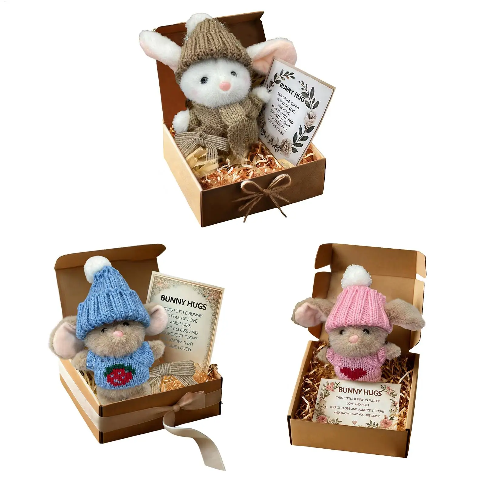 Small Soft Bunny Toys Stuffed Animal Plush Rabbit Doll Cute Portable Hugging Companion for Kids Birthday Gift Bedroom Decor