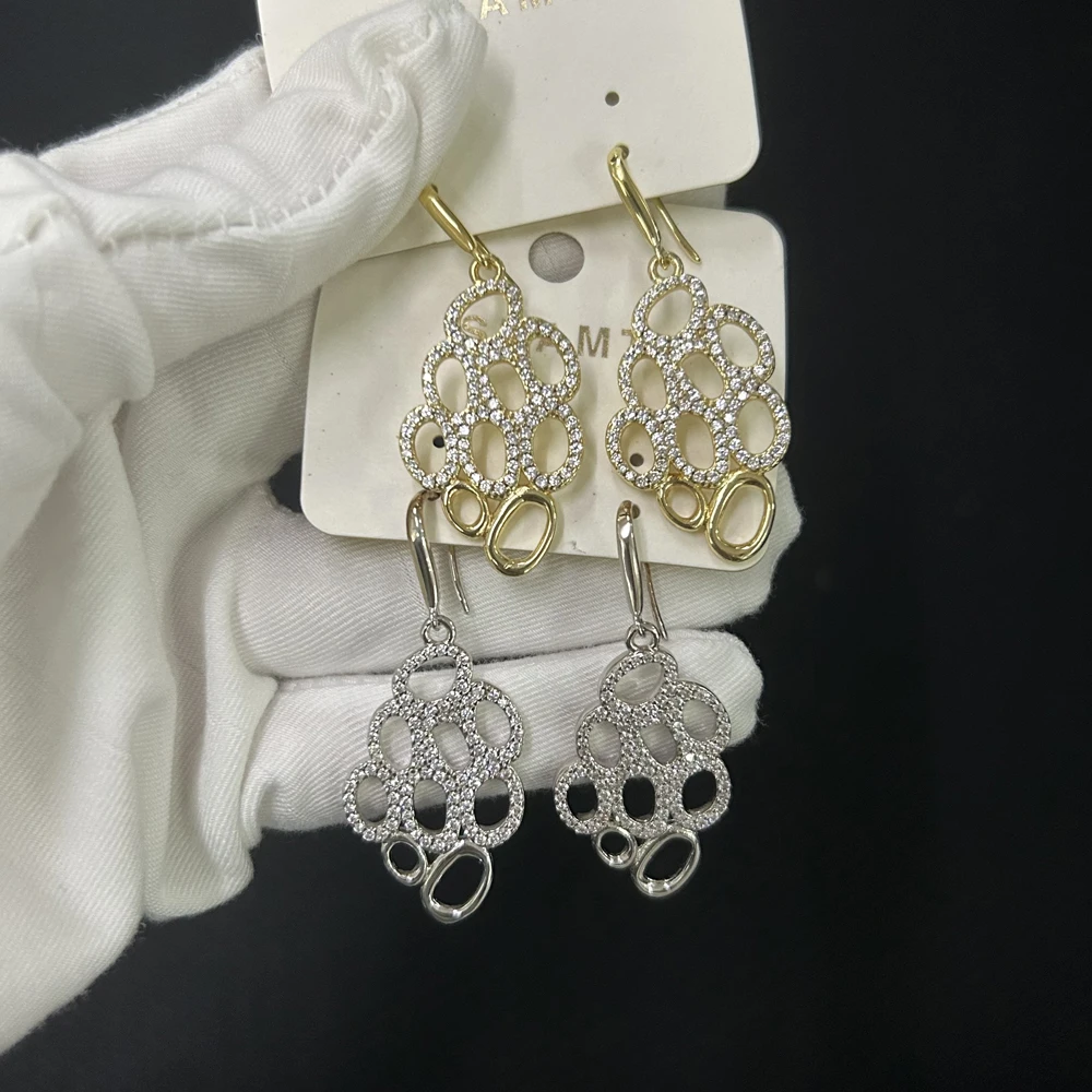 

Новый тренд, висячие серьги с кристаллами и цветами, женские серьги из натурального циркона, розовое золото, этнические серьги для невесты, модные винтажные украшения