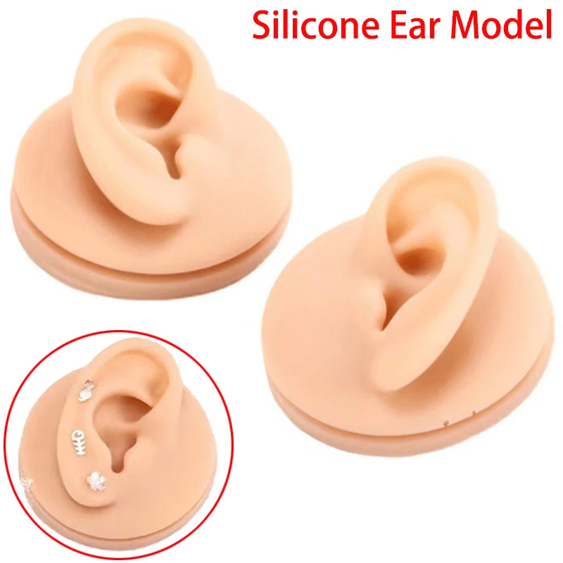 1PC Silicone Ear Model Practice Piercing Tools Ears Stud Display Practice Model Body Art Jewelry Medical Teaching Display Props