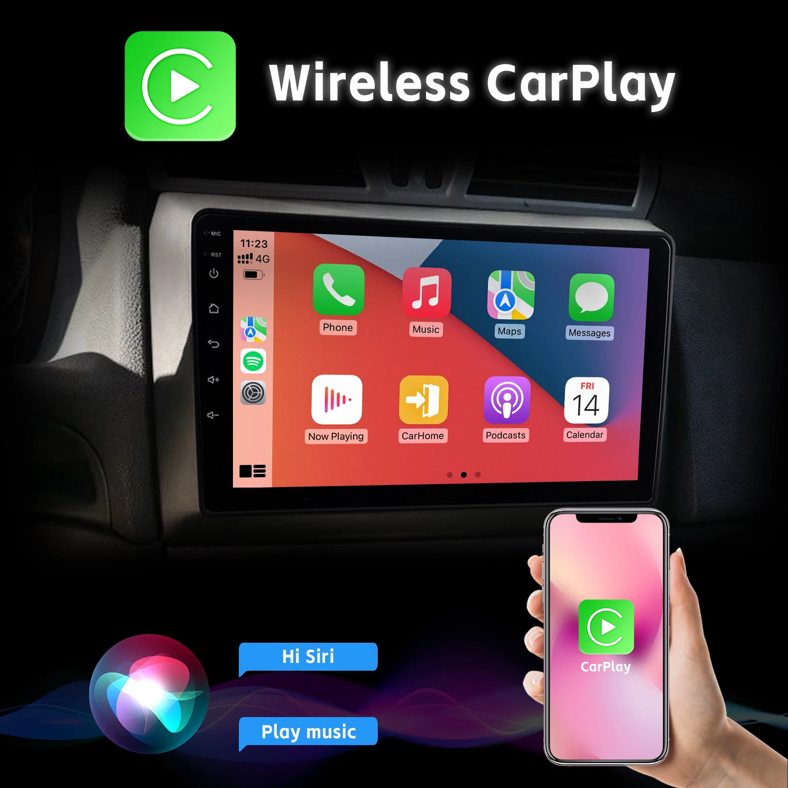 Car Radio Wireless Carplay Android Auto SWC AHD Rear View Camera for Fiat STILO 2002-2010 with 9