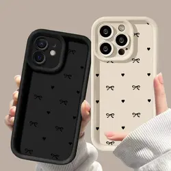Cute Black Bow Phone Case For Samsung Galaxy M34 M31 M51 M30S M23 M20 M11 M15 J8 A03 Core A02 S21 FE S20 Ultra Plus Soft Cover