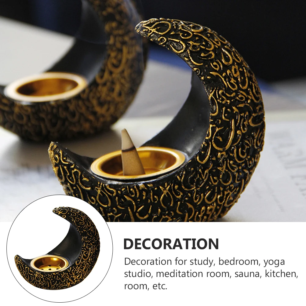 

Moon Shaped Resin Censer Aromatherapy Burner Exquisite Decor Home Adorn Middle Eastern Study Bedroom Yoga Sauna Kitchen Room