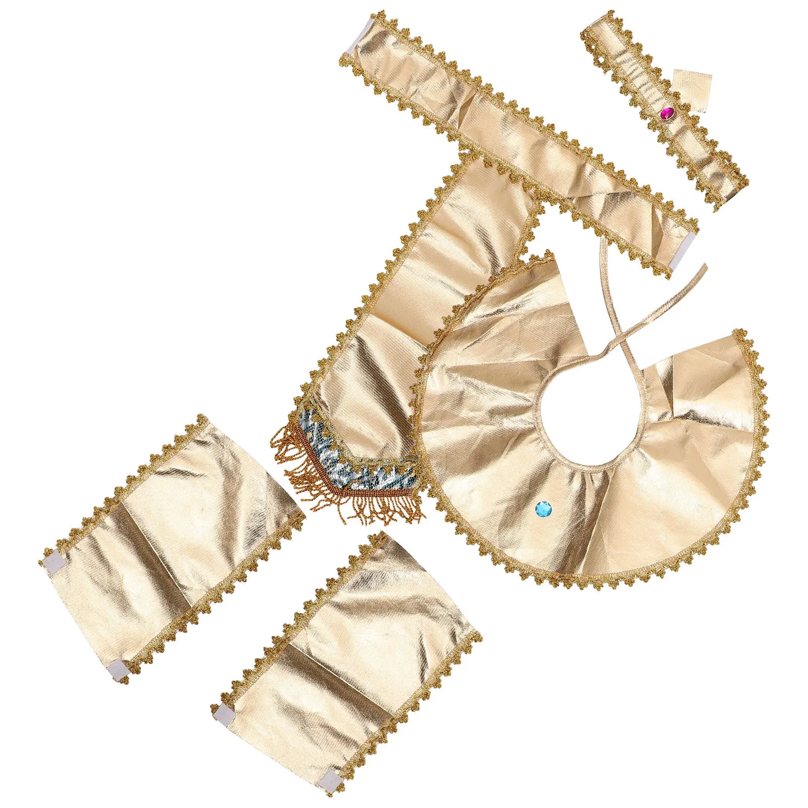 

Egyptian Priest Cosplay Set 1Set with Headpiece Collar Sleeve Belt Wristband Waistband Pharaoh Costume Accessory Halloween Kit