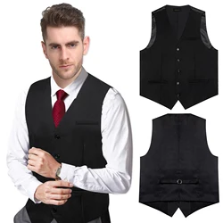 Chaleco Retro clásico ajustado para hombre, traje de vestir para otoño e invierno, accesorios de camisa, chaleco negro sólido a la moda, corbatas rojas