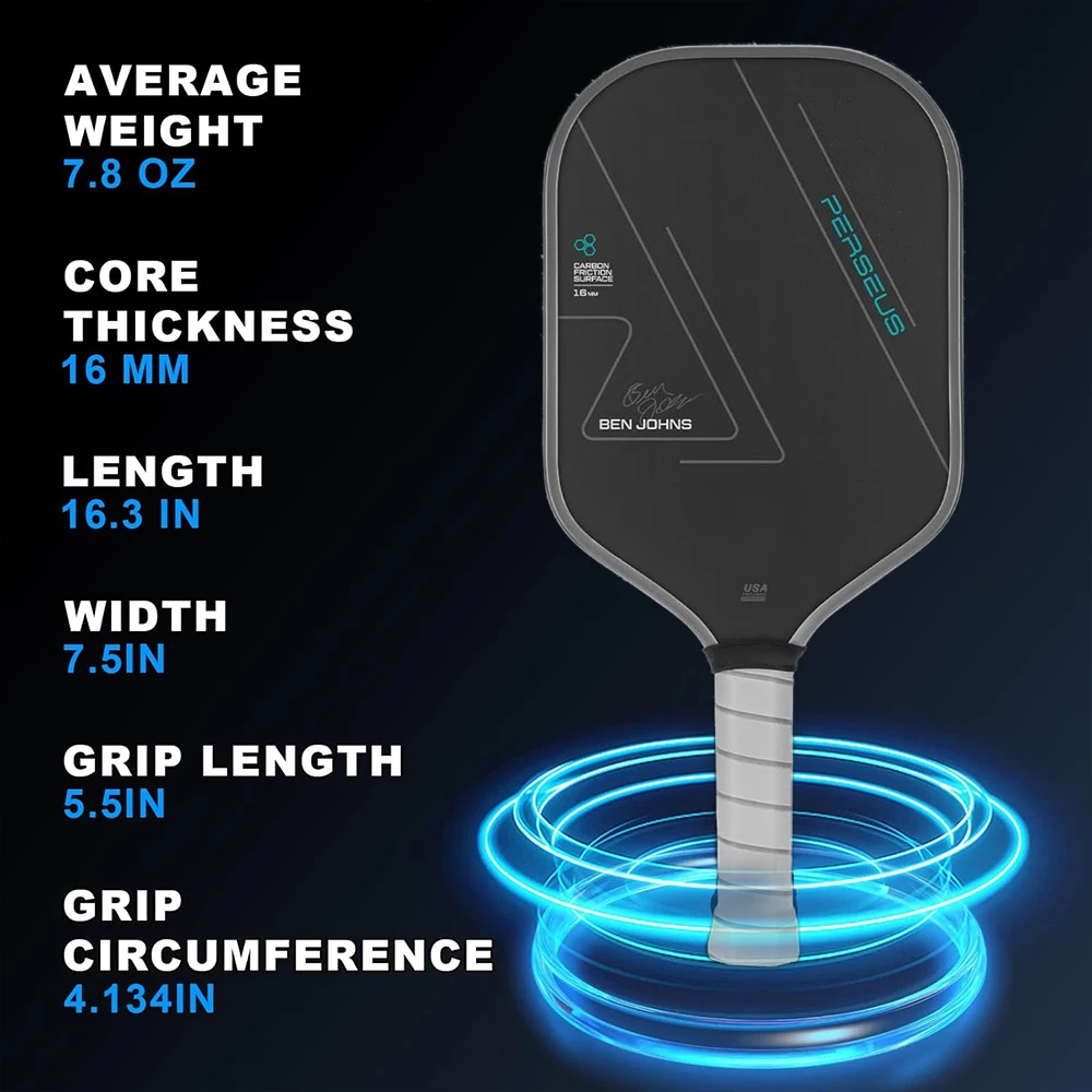 

Ben Johns Perseus USAPA Pro Paddle: 16mm T700 Raw Carbon Fiber with Thermoforming Tech | CFS Surface Hot Sale