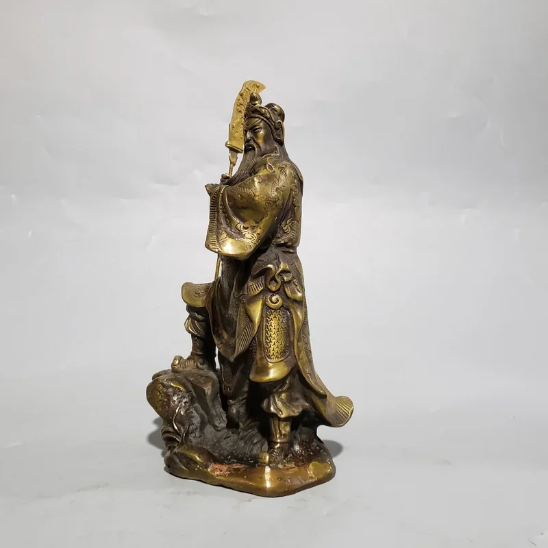 Chinese God of Wealth Guan Gong Decorative Statue Guan Yu Buddha Statue Sculpture Retro Home Decor Accessories Brass Figure Scul