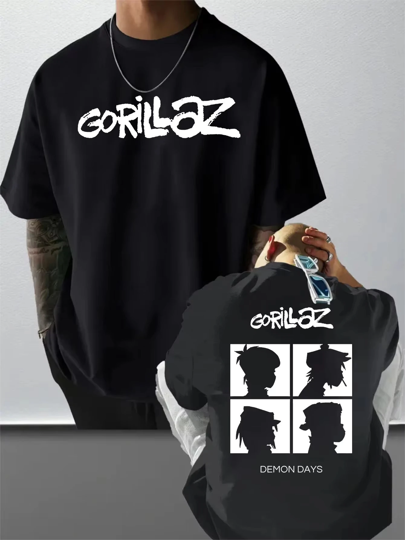 2026 Summer Hot Sale Rock Band Gorillaz T-shirt Unisex Fashion Tee Hip Hop Streetwear Top Y2K Gothic Cotton Oversized T-shirt - view 2