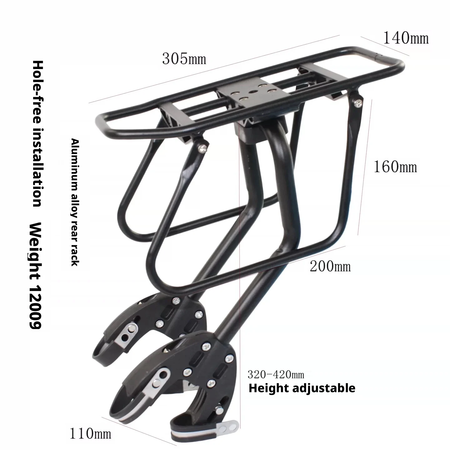 Rear Bike Rack Aluminum Alloy Adjustable Cargo Carrier for 26-29 Inch Mountain Road Bike Cycling Luggage Carrier