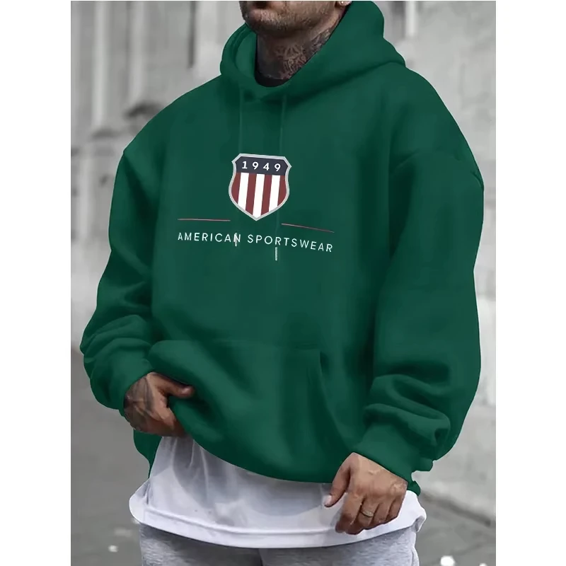 2026 new Men's Hoodie Warm Men's Sweatshirt Fashion Street Casual Men's Loose Cool 1949 Printed Pullover Hoodie tracksuit men