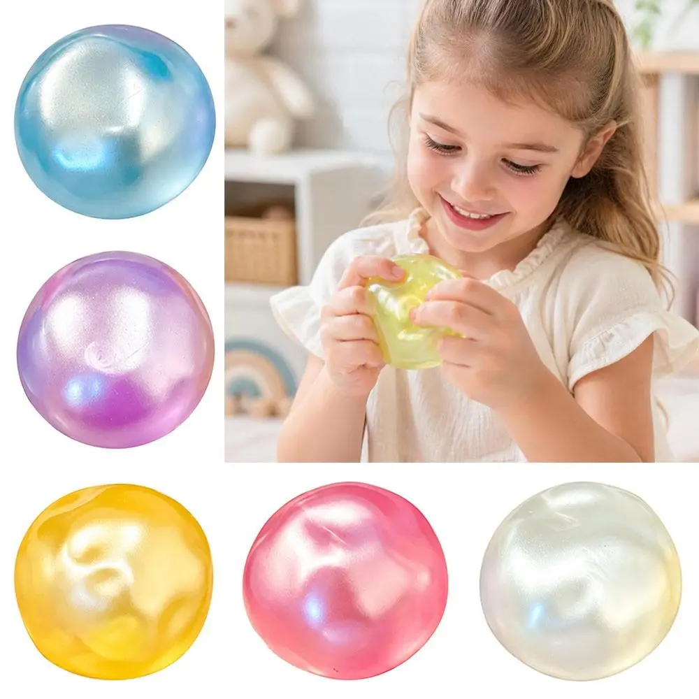 Soft Touch Round Stress Ball Moldable Non-Rebound Squeeze Sensory Fidget Ball Ball Shape Pearlescent Finish Squishy