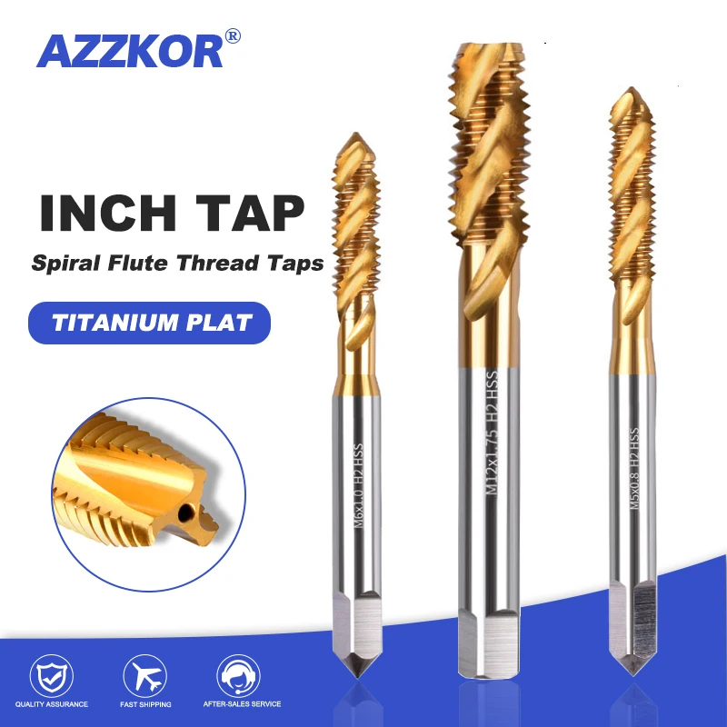 Spiral Flute Inch USA Thread Taps Straight Flute Machine Screw And Die Plug Set Machine For HSS With Coating Titanium Material