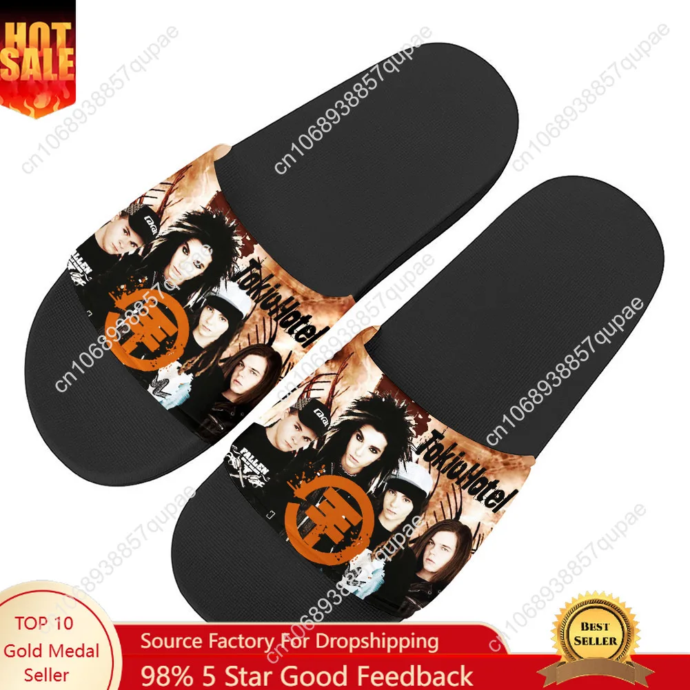 

Tokio Hotel Slippers Home Water Shoe Germany Rock Band Men Women Teenagers Beach Pool Sandals High Quality Custom Summer Slipper