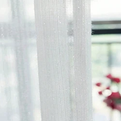 Tende moderne in filo d'oro massiccio per camera, trattamenti per finestre tende da soggiorno in Tulle, decorazione trasparente da cucina trasparente sottile Beige