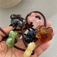 Retro Ink Texture Acrylic Flower Hair Ropes for Girls 2025 Fashion Elegant Elastic Ponytail Holder Hair Bands Hair Accessories