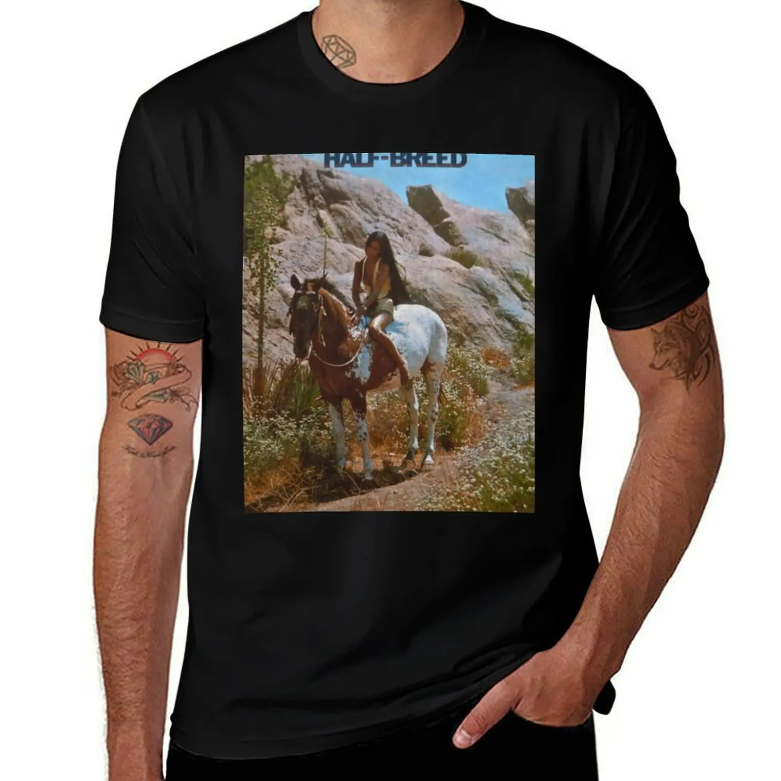 Camiseta de chica y caballo del álbum de media raza, camiseta de hombre, camiseta de lujo