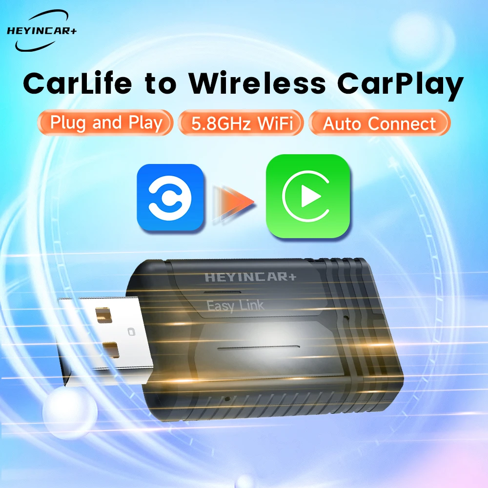 2025 HEYINCAR Baidu CarLife to Wireless CarPlay box For Toyota Hyundai Kia Honda BAIC GAC FAW Yandex Navigation for China car