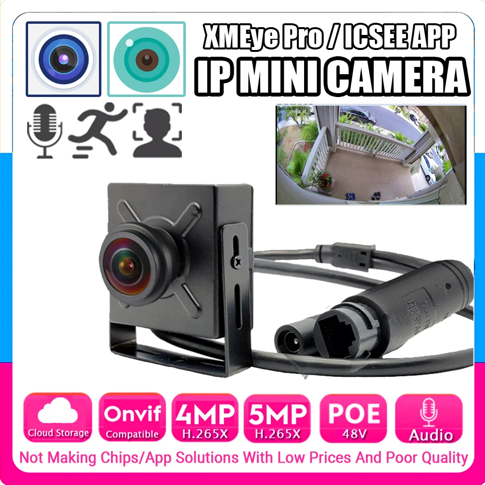 

Metal Audio IP POE Mini Panorama Camera 1.7mm FishEye 5MP 4MP Super Large Angle 170 H.265 Mic Onvif Face/Motion Detection XMEYE