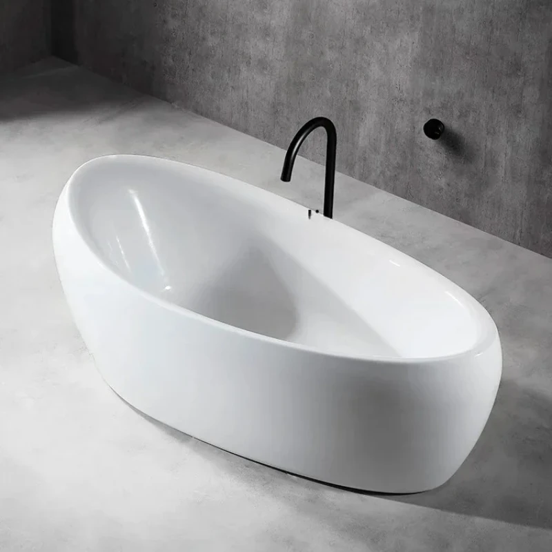 

Acrylic oval bathtub household 1.78 meters white bright adult bath tub