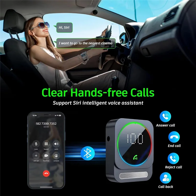 ABMF-Bluetooth 5.3 Receiver AUX Audio Adapter Car Home Stereo Headphones Wireless Output 3.5Mm One To Two Music Handsfree