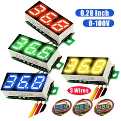 1-10szt Mini woltomierz cyfrowy LED DC 0-100V 0.28Inch 3-przewodowy DC 12V 24V 48V Miernik napięcia Tester Miernik napięcia Wyświetlacz LED