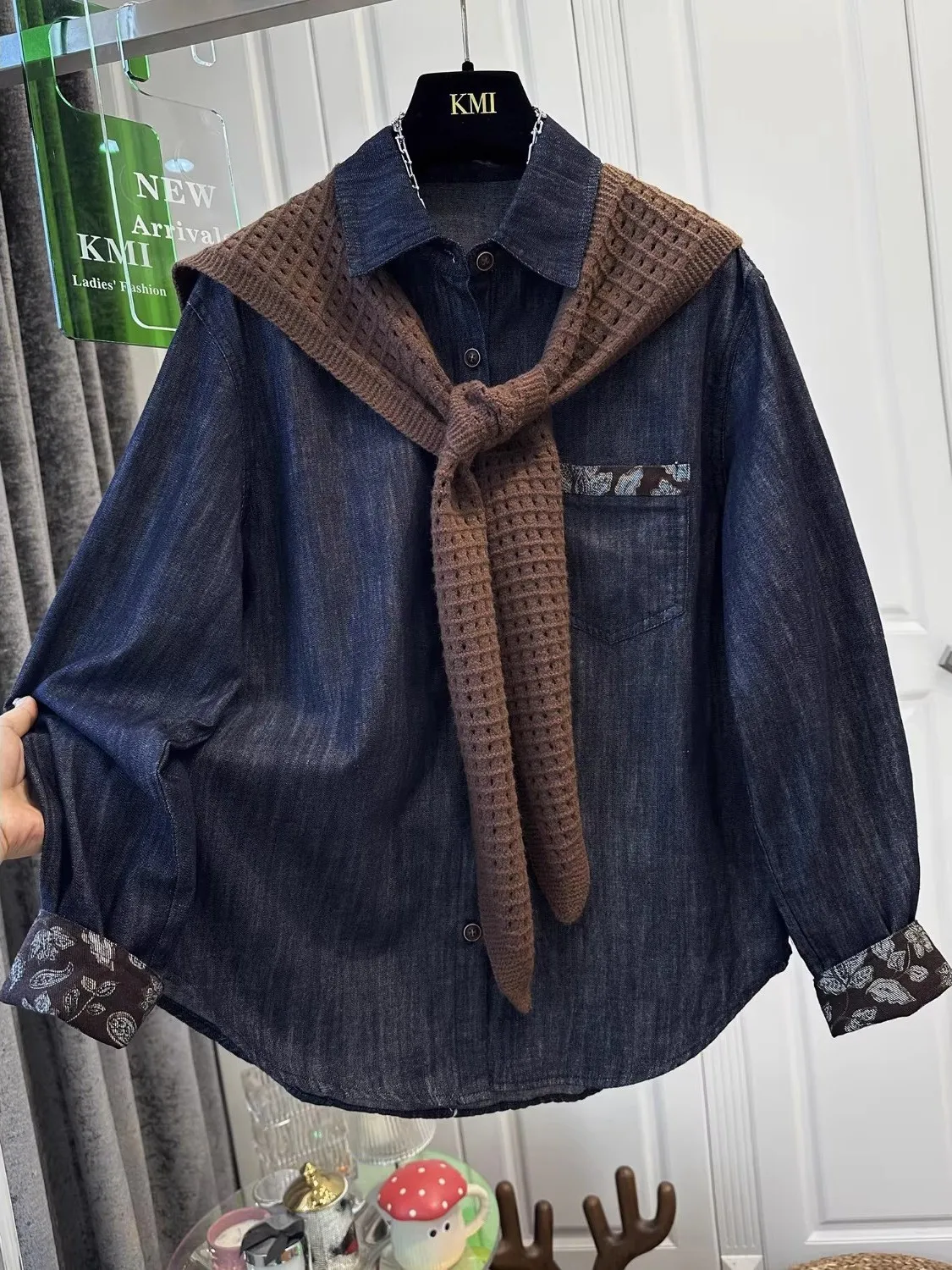 

Мужская винтажная джинсовая рубашка большого размера (до 300 фунтов), весенне-осенняя, свободного кроя, повседневная, с длинным рукавом, в американском стиле